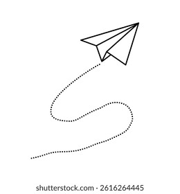 Paper airplane with dotted line vector. Travel symbol. Vector illustration.

