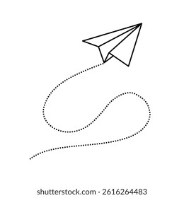 Paper airplane with dotted line vector. Travel symbol. Vector illustration.

