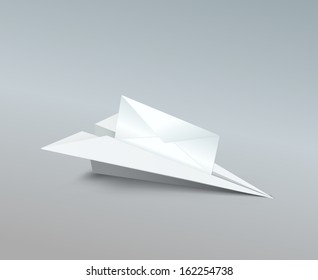Paper airplane with envelope. Vector