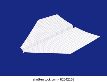 Paper airplane exercise book cage. Free space advertisement. Vector
