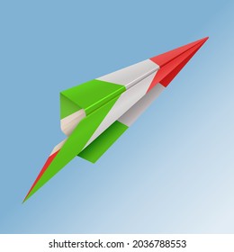 paper airplane with the flag of the country italy vector