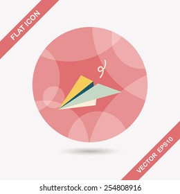 paper airplane flat icon with long shadow