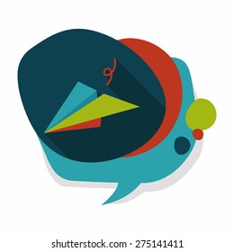 paper airplane flat icon with long shadow
