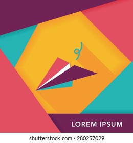 paper airplane flat icon with long shadow