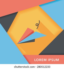 paper airplane flat icon with long shadow