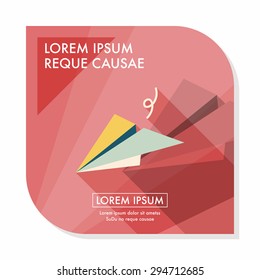 paper airplane flat icon with long shadow