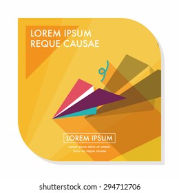 paper airplane flat icon with long shadow