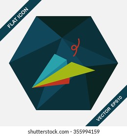 paper airplane flat icon with long shadow