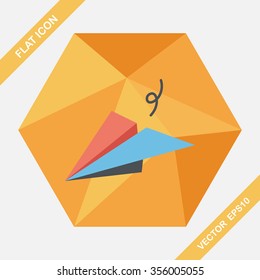 paper airplane flat icon with long shadow