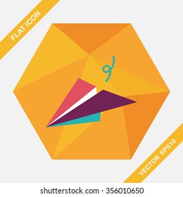 paper airplane flat icon with long shadow