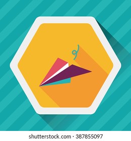paper airplane flat icon with long shadow