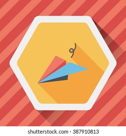 paper airplane flat icon with long shadow
