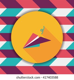paper airplane flat icon with long shadow