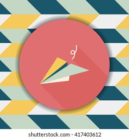paper airplane flat icon with long shadow