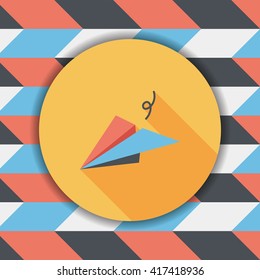 paper airplane flat icon with long shadow