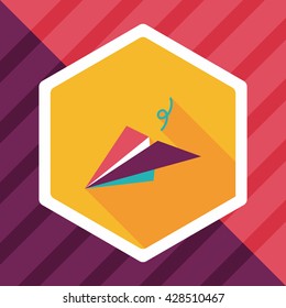 paper airplane flat icon with long shadow