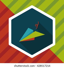 paper airplane flat icon with long shadow