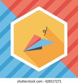 paper airplane flat icon with long shadow