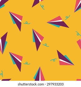 paper airplane flat icon seamless pattern background
