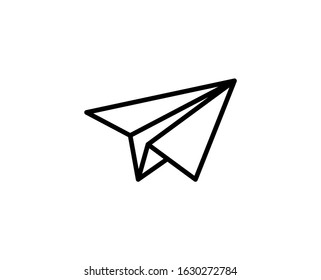 Paper airplane flat icon. Thin line signs for design logo, visit card, etc. Single high-quality outline symbol for web design or mobile app. Paper airplane outline pictogram.