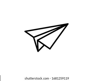 Papierflugzeugsymbol. Leuchtende Zeichen für Design-Logo, Visitenkarte usw. Einmaliges, qualitativ hochwertiges Umrisssymbol für Webdesign oder mobile App. Piktogramm für die Umrisse des Papierflugzeugs.