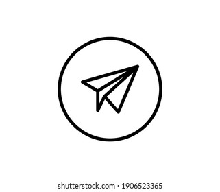 Paper airplane flat icon. Thin line signs for design logo, visit card, etc. Single high-quality outline symbol for web design or mobile app. Paper airplane outline pictogram.