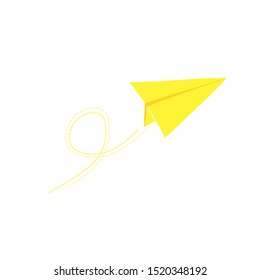 Paper airplane in flight. Symbol of mail and fast delivery.