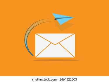 Paper airplane flying from envelope,sent letter,concept,email,vector