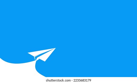 Paper airplane flying on a blue background. tourism on the plane flying travel banner