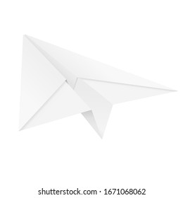 Paper airplane. Folded glider. Vector illustration isolated on white background