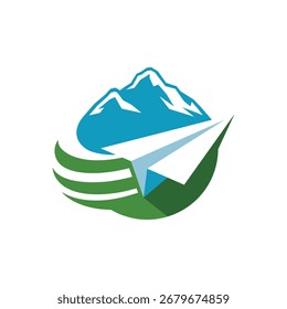 paper airplane globe abstract logo modern style