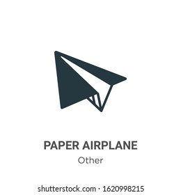 Paper airplane glyph icon vector on white background. Flat vector paper airplane icon symbol sign from modern other collection for mobile concept and web apps design.