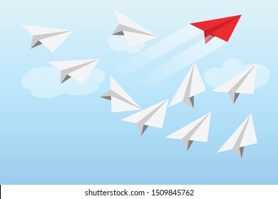Paper airplane go forward very fast, leader shift concept