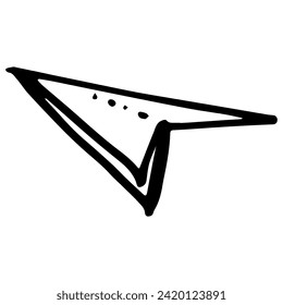Paper Airplane Hand Drawn Doodle. Pencil scribble