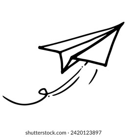 Paper Airplane Hand Drawn Doodle. Pencil scribble