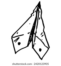 Paper Airplane Hand Drawn Doodle. Pencil scribble