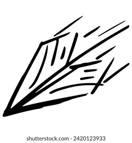 Doodle dibujado por mano de avión de papel. Escritura de lápiz
