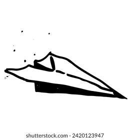 Paper Airplane Hand Drawn Doodle. Pencil scribble