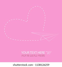 Paper airplane with heart background vector illustration.