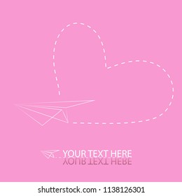 Paper airplane with heart background vector illustration.