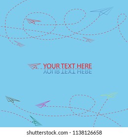 Paper airplane with heart background vector illustration.