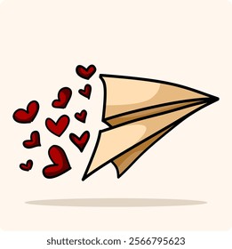 Paper Airplane with Hearts Represents Love and Relationships