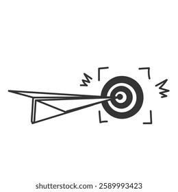 paper airplane hit center dartboard doodle