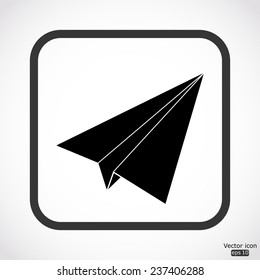 paper airplane icon - black vector illustration