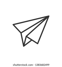 Paper airplane icon in flat style. Plane vector illustration on white isolated background. Air flight business concept.