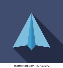 Paper Airplane Icon. Flat Vector Icon With Long Shadow Design Collection.