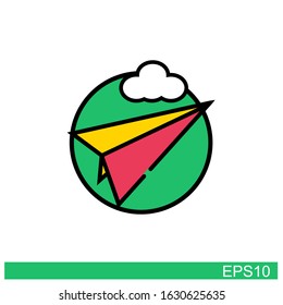 paper airplane icon inside a green circle.vector illustration