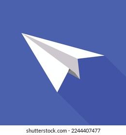Paper Airplane icon isolated on a blue background. Send message icon stock illustration