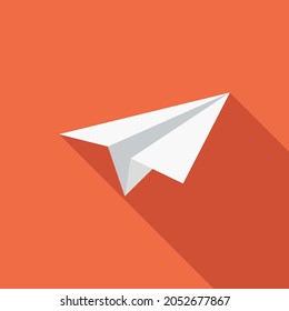 Paper Airplane Icon With Long Shadow