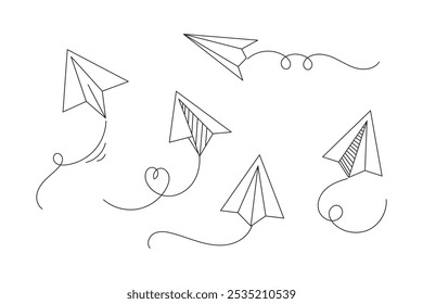 Paper airplane icon. Airplane made of paper. Isolated raster illustration on a white background.